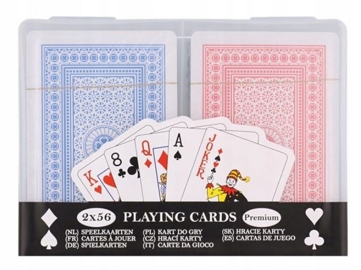 Karty do gry 2 talie w pudełku poker remik pasjans (1)