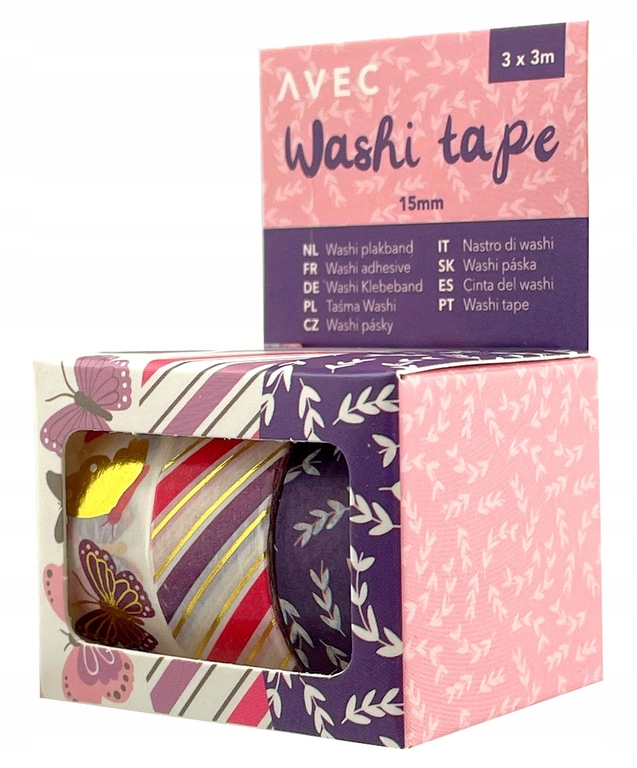 Ozdobna Taśma dekoracyjna Washi tape 3 x 3m (1)
