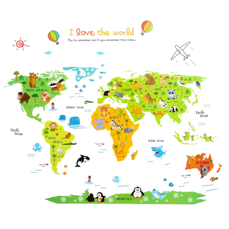 Naklejka na ścianę Mapa Świata dla dzieci WS-0207 (1)