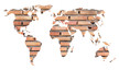 Naklejka na ścianę Mapa świata cegły WS-0243 (1)