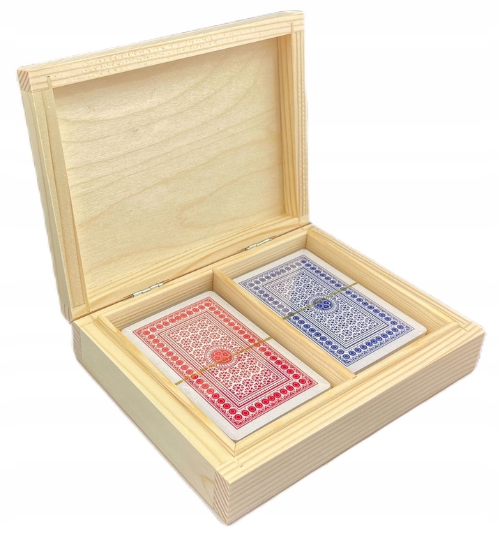 Karty do gry 2 talie w drewnianym pudełku (1)
