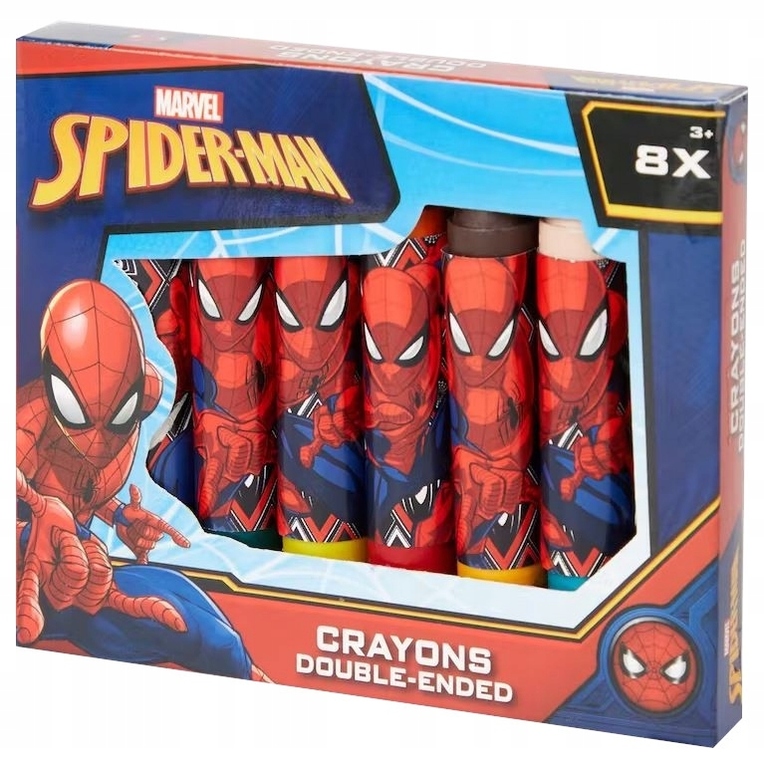Dwustronne kredki świecowe Jumbo 8 szt Spiderman (1)